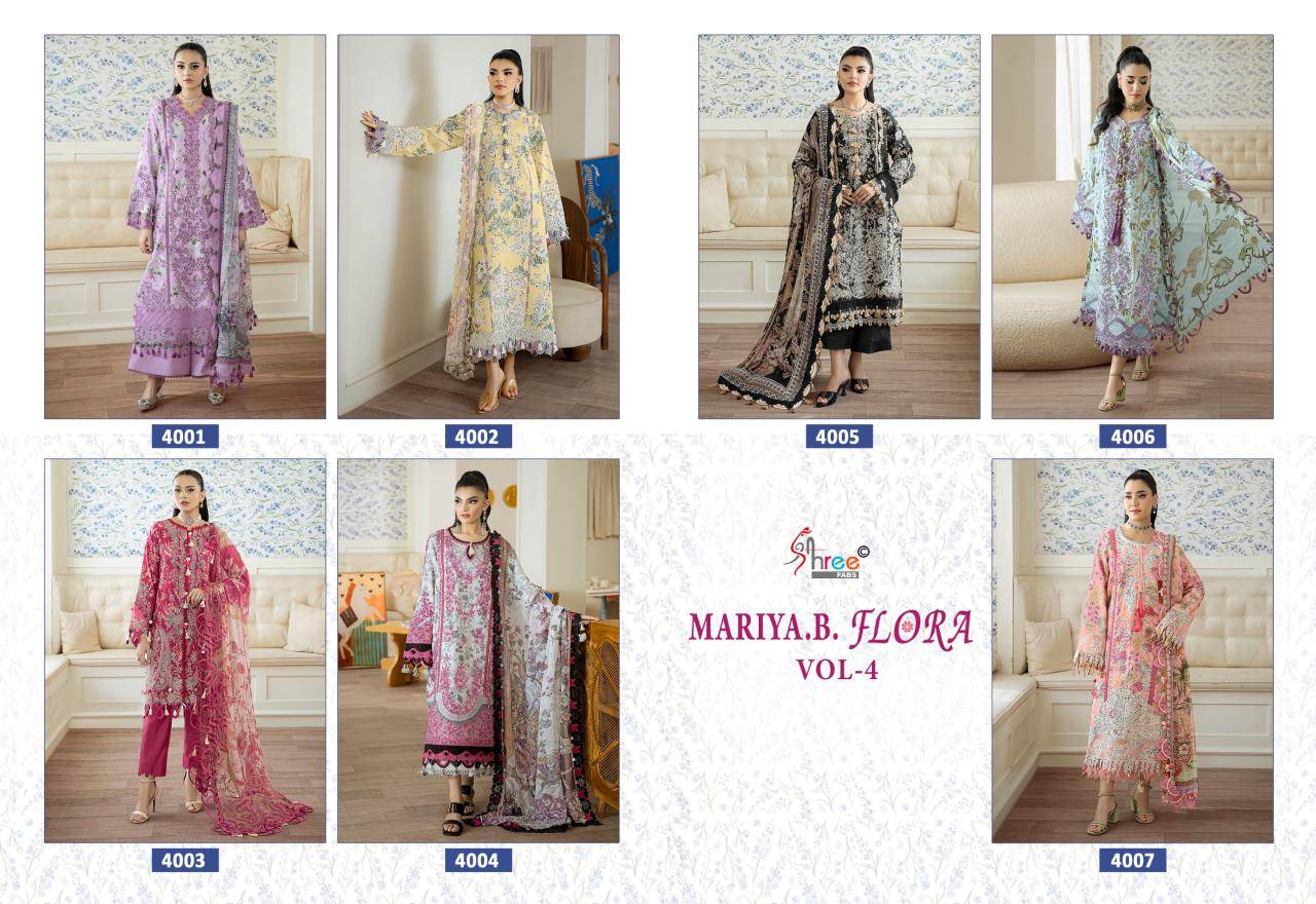 MARIYA B LUXURY LAWN COLLECTION VOL-4 by Shree fabs 4241 TO 4246 SERIES Pakistani Stylish Embroidered pure cotton COLLECTION At Wholesale Price